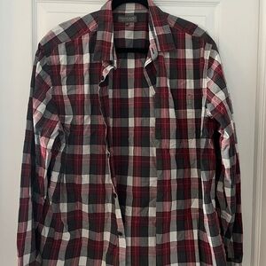 Denver Hayes Red and Black Plaid Button Down Shirt